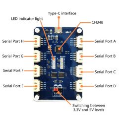 Çoklu Sistem TTL Genişletme Kartı, 8 Bağımsız Seri Port, 6Mbps Baud Hızı, 3.3V/5V Ch348