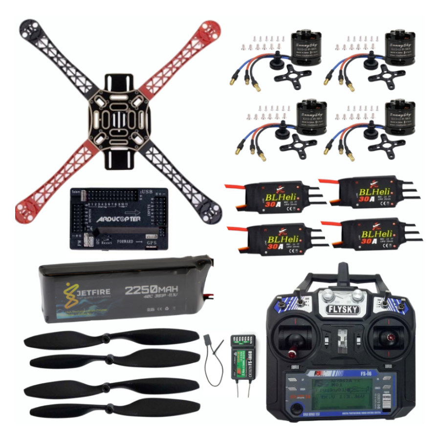 SunnySky F450 Drone Seti Combo Paket 6 kanal FlySky kumanda ve APM 2.8 Uçuş Kartlı